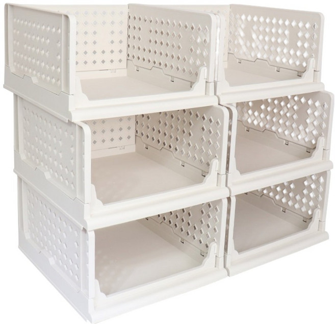 키친앤홈 슬라이딩 리빙박스, 화이트, 6개