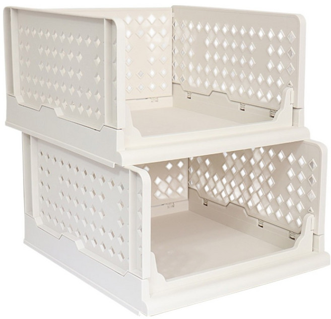 키친앤홈 슬라이딩 리빙박스, 화이트, 2개