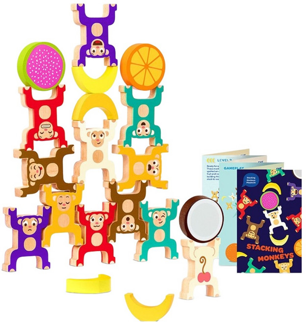 battat EDUCATION 聊育系列 猴力嗨疊疊樂, 1套, 多色