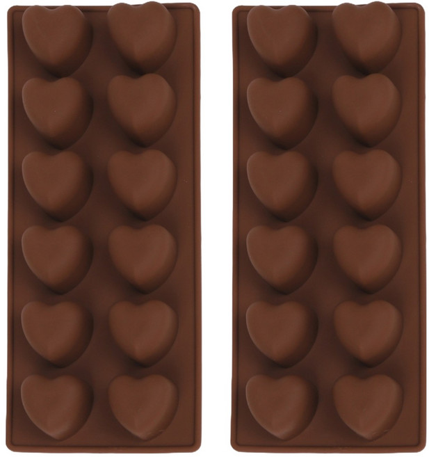 초콜릿 젤리 얼음 푸딩 만들기 하트 실리콘 베이킹 몰드 12구 230 x 95 x 25 mm, 2개