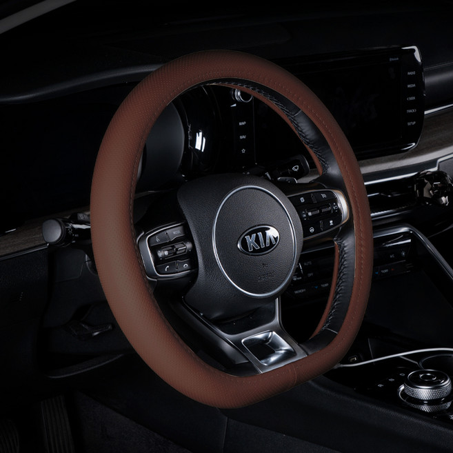 벤딕트 숨쉬는 타공 자동차 핸들커버 D컷, 하바나브라운