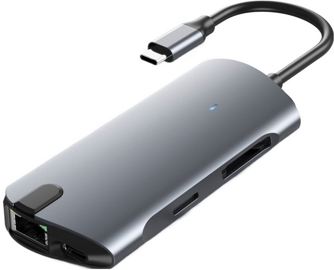 ANTIAN 8合1 Type-C多功能HUB筆電轉接器, 1個, 灰色