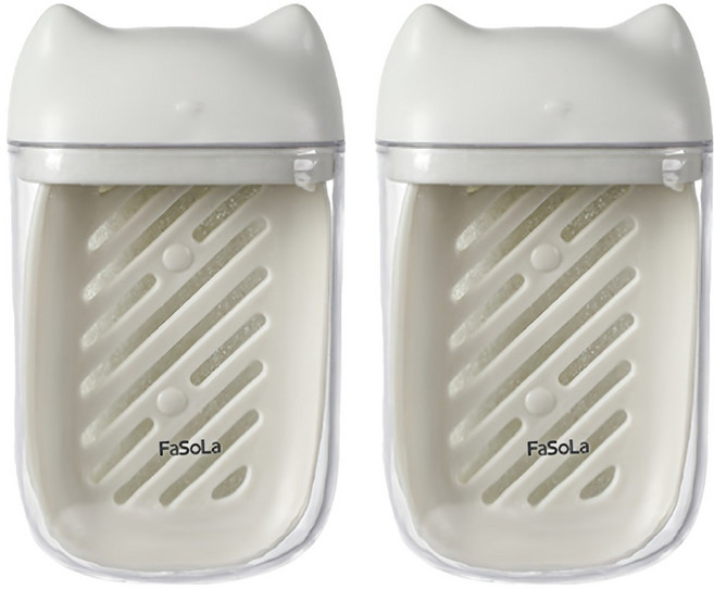 FaSoLa 旅行便攜式瀝水半透明香皂盒, 白色, 2個
