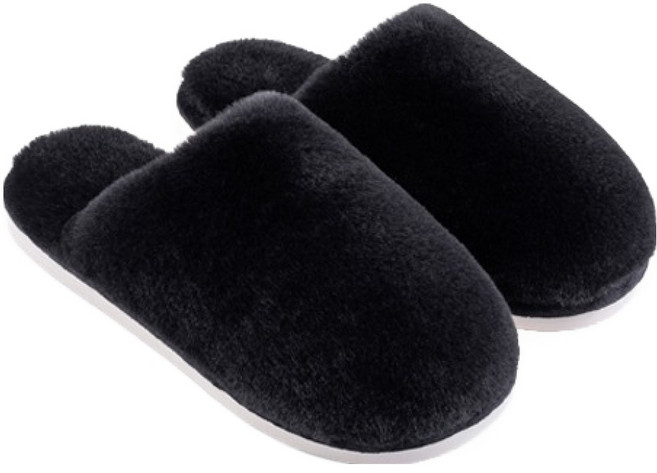 아리코 보송한 털 거실 슬리퍼, 블랙, 1개
