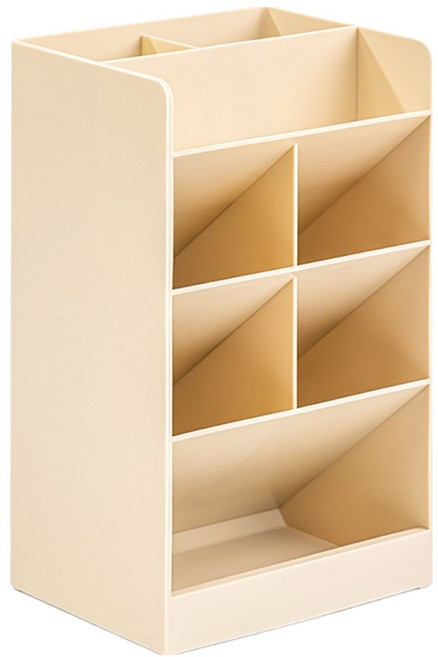 deLi 得力 8格斜插筆筒 8939 12 x 9.1 x 20.5cm, 1個, 米白色