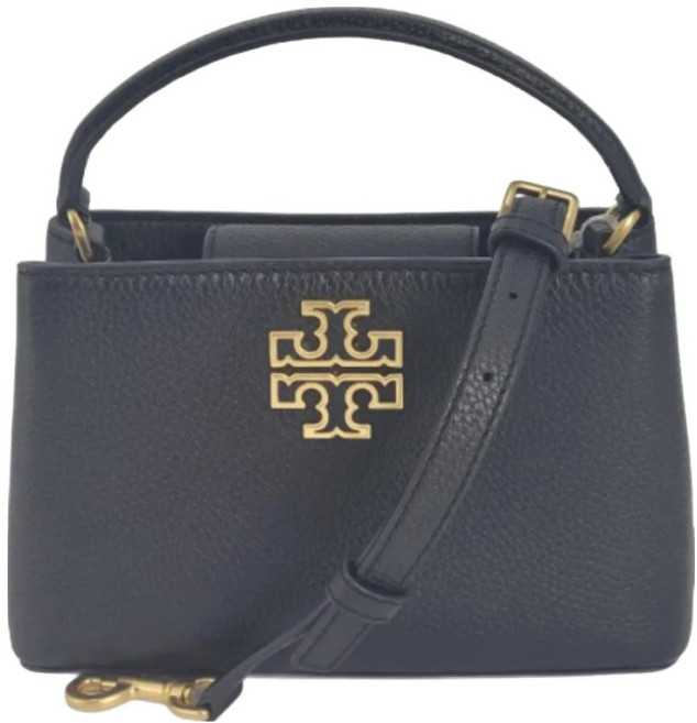 TORY BURCH 雙T-LOGO素面皮革手提兩用包 S10145357