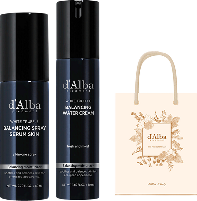 달바 올인원 맨즈 밸런싱 스프레이 세럼 스킨 80ml + 올인원 맨즈 밸런싱 워터 크림 50ml 기프트백 세트, 1세트