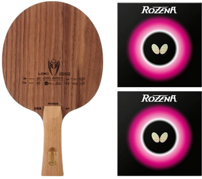 로키스포츠 키린 라켓 K11 FL + 로제나 양면 러버 세트, 1세트