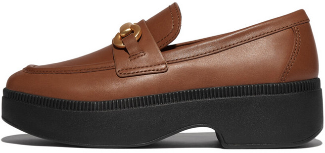 fitflop 女款 Efruma Chunky Snaffle Box 皮革仿舊楔型樂福鞋