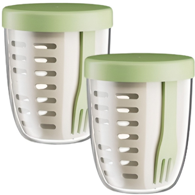 아워웍스 휴대용 과일 세척 보관 밀폐 도시락 용기 F19343, 그린, 2개