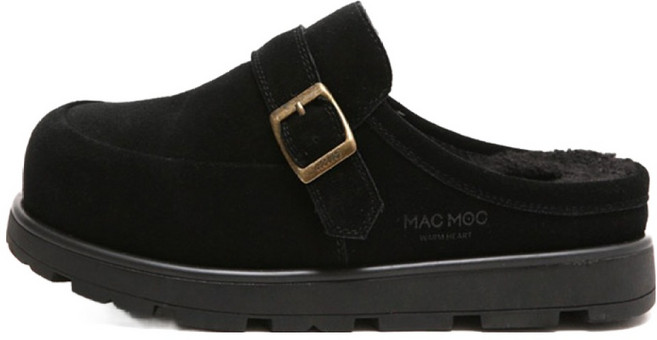 MAC MOC Narang 中性款牛皮保暖滑套鞋 2.5cm, 黑色, 42(265-270)