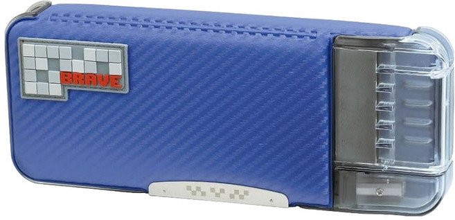 BRAVE 日本SONIC文具 透視耐用筆盒 FD-1012-K, 1個, 鋼鐵藍