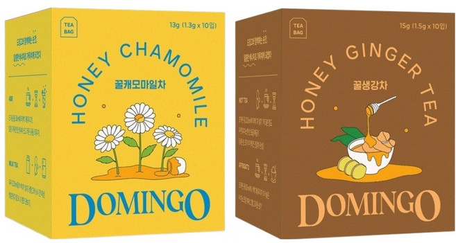 도밍고 꿀캐모마일 10p + 꿀생강 10p 세트, 꿀캐모마일 13g + 꿀생강 15g, 1세트