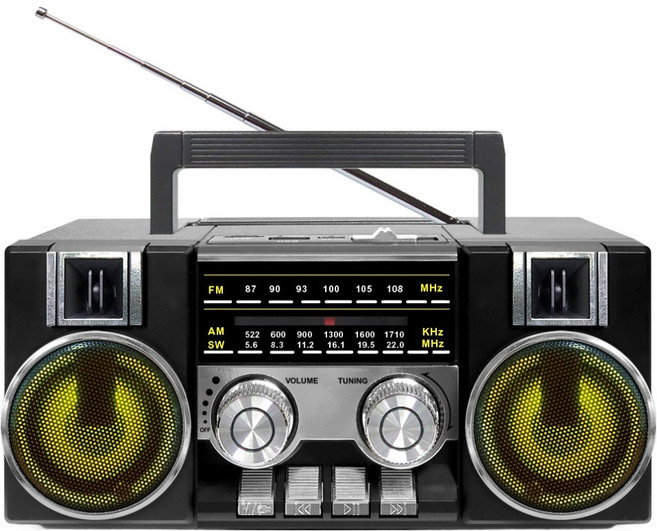 코비 레트로 아날로그 다이얼 FM 라디오 블루투스 스피커, CRF-55B, 블랙