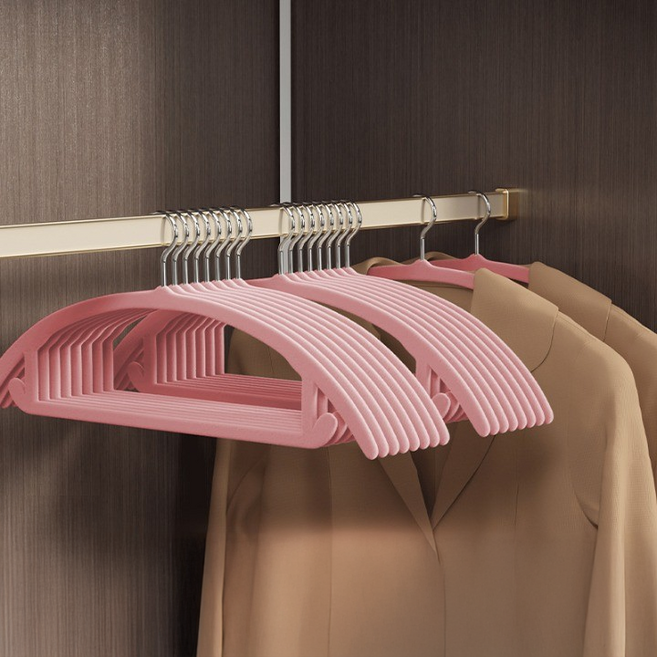 프렌지 가벼운 벨벳 논슬립 옷걸이 44cm, 핑크, 10개