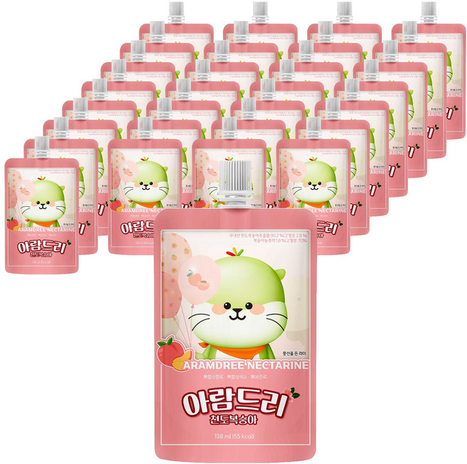 아람농장 아람드리 천도복숭아 주스, 138ml, 30개