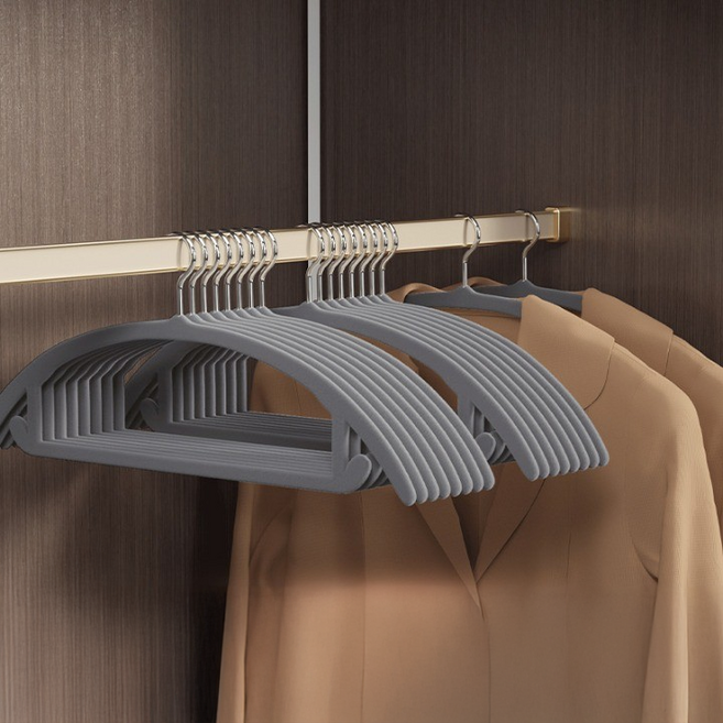 프렌지 가벼운 벨벳 논슬립 옷걸이 44cm, 그레이, 10개