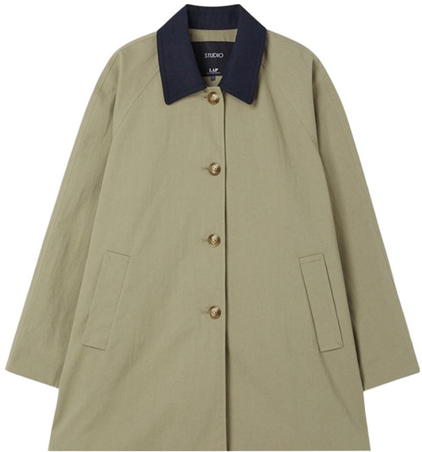 랩 여성용 카라배색 하프 트렌치코트 AR3WC89A