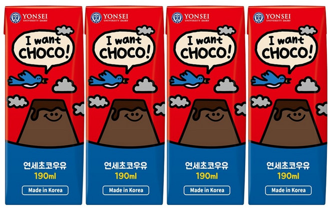 Yonsei 延世牛奶 保久調味乳 可可風味, 190ml, 4個