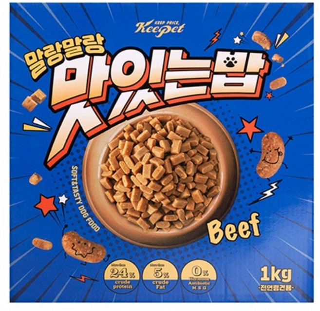 킵펫 전연령 강아지 말랑말랑 맛있는밥 소프트사료, 소고기, 1kg, 1개