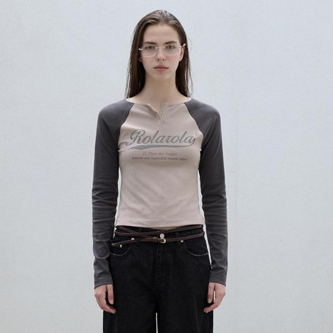 로라로라 여성용 VINTAGE LOGO RAGLAN T-SHIRT