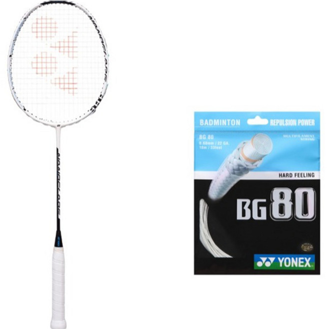 YONEX NANOFLARE X7 羽球拍 白色 + BG80 25磅穿線組, 1套, NANOFLARE X7 2025