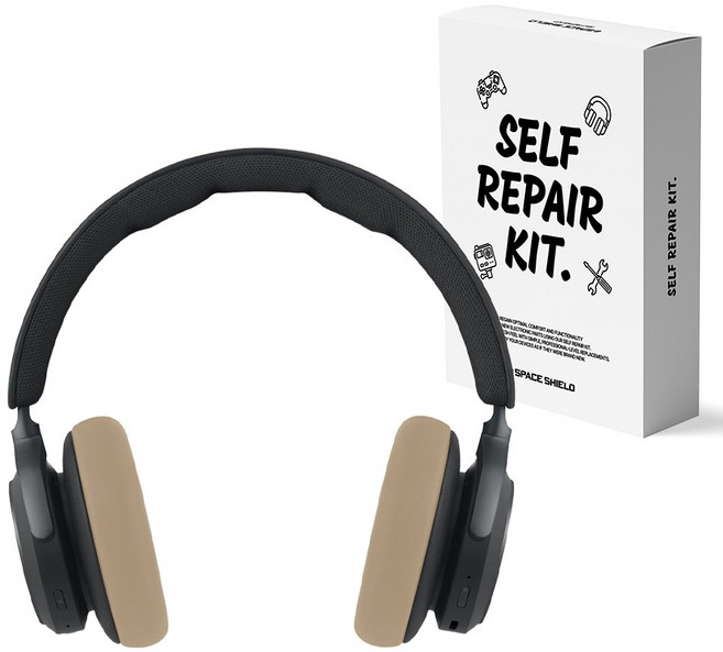 스페이스쉴드 뱅앤올룹슨 베오플레이 HX 호환 헤드폰 이어패드 커버 밴드타입 2p, 베이지, 1개