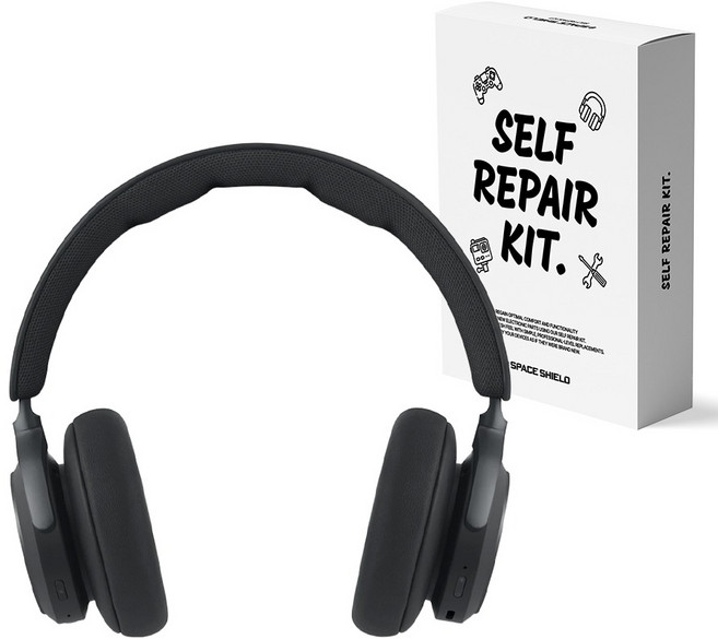 스페이스쉴드 뱅앤올룹슨 베오플레이 HX 호환 헤드폰 이어패드 커버 밴드타입 2p, 블랙, 1개
