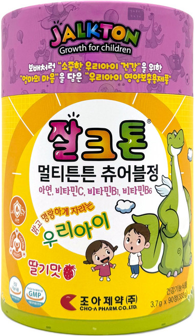 잘크톤 멀티튼튼 츄어블정 딸기맛, 90정, 1개