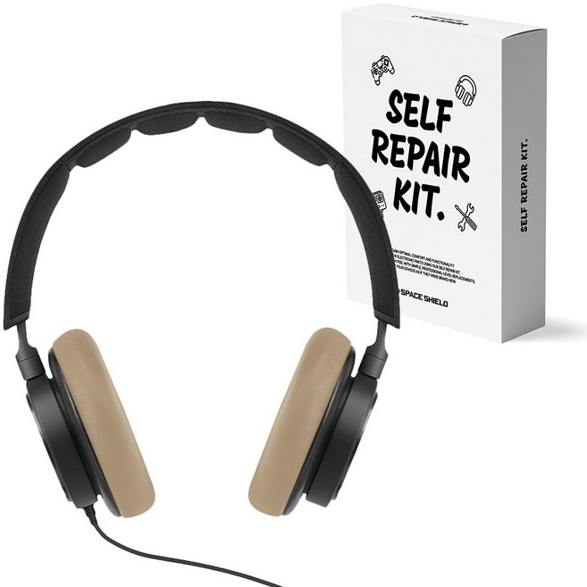 스페이스쉴드 뱅앤올룹슨 베오플레이 H6 이어패드 헤드폰 쿠션 패드커버 양쪽착용 세트, 베이지, 1세트