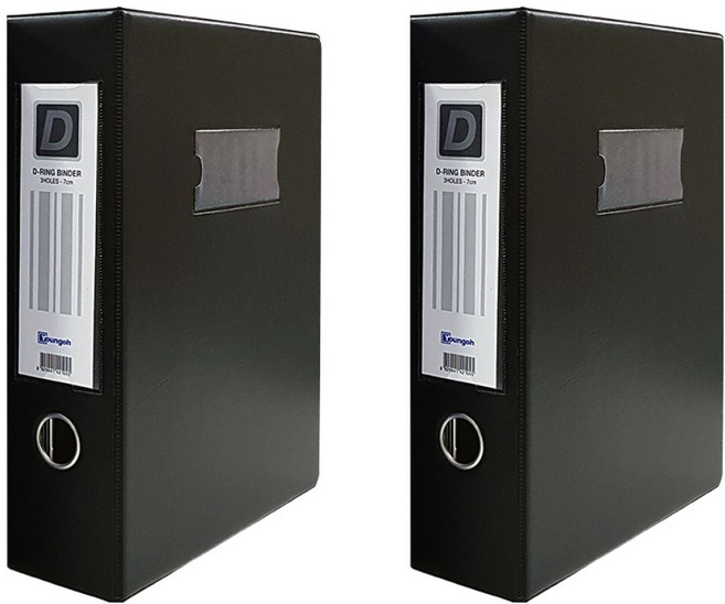영오 고주파 D링바인더 3공 A4 7cm, 흑색, 2개