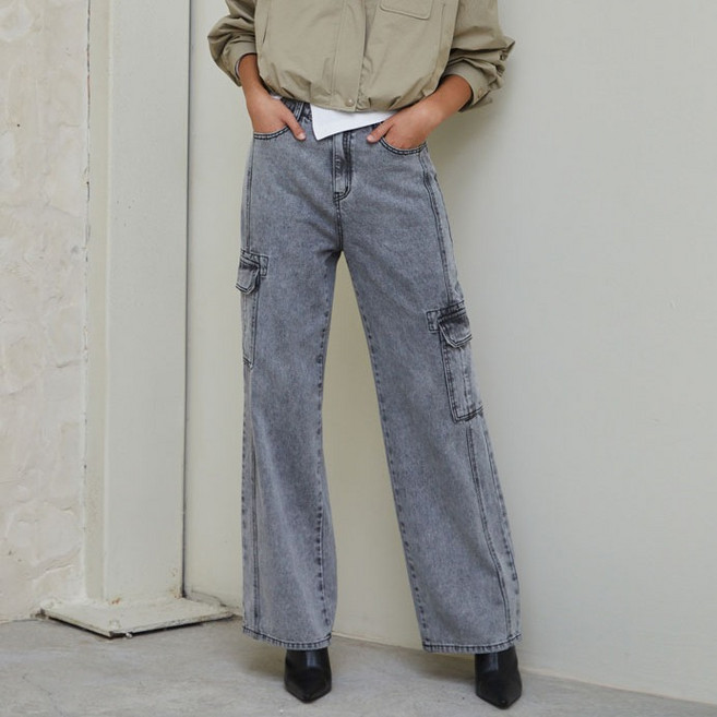 에고이스트 여성용 워시드 논 스판 워크 데님 팬츠 ER3BO801