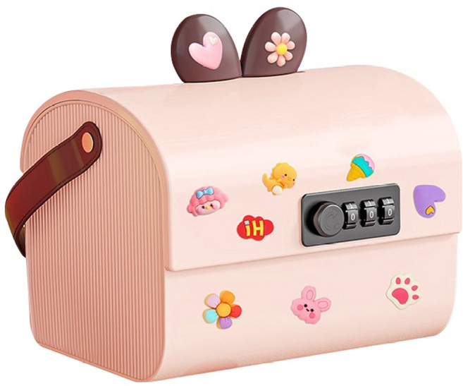 마켓플랜 래빗 비밀번호 저금통 보관함, 핑크, 1개