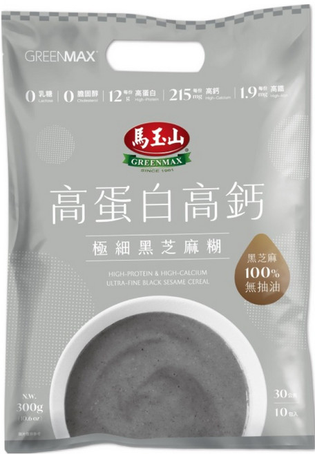馬玉山 高蛋白高鈣極細黑芝麻糊 10包, 1袋, 300g
