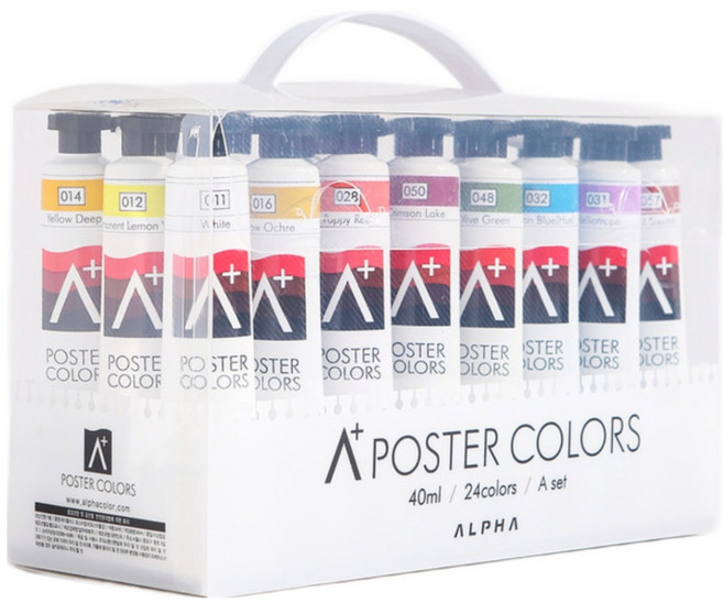ALPHA COLOR 海報顏料 A套組, 24色, 40ml