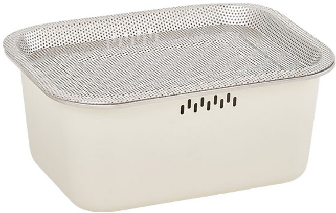 퍼기 무연마제 코팅 설거지통 10L + 타공 트레이 세트, 1세트, 실버