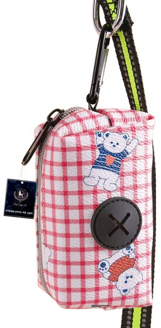 딩동펫 반려동물 체크베어 풉백 파우치, 핑크, 1개, 1개입