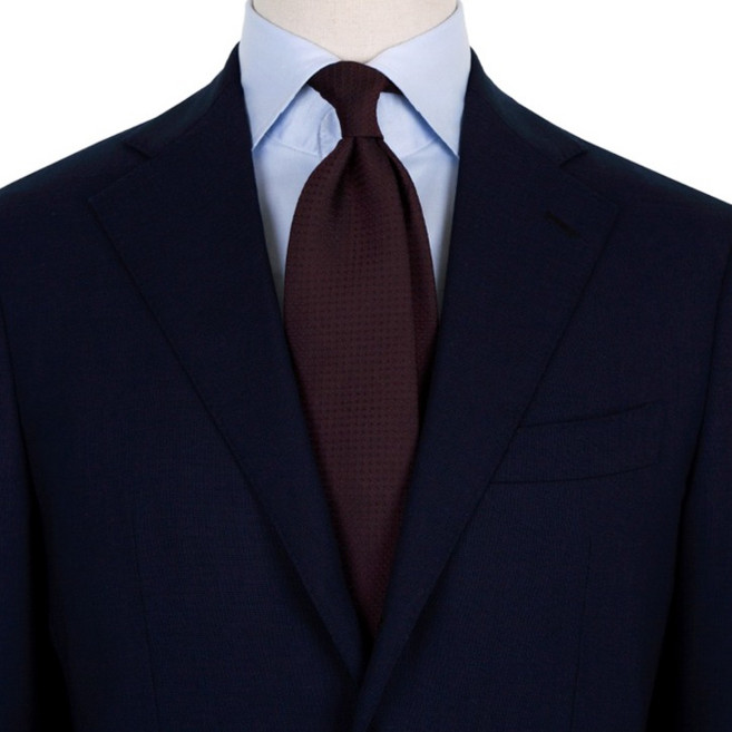 매너그램 패턴 솔리드 실크 넥타이