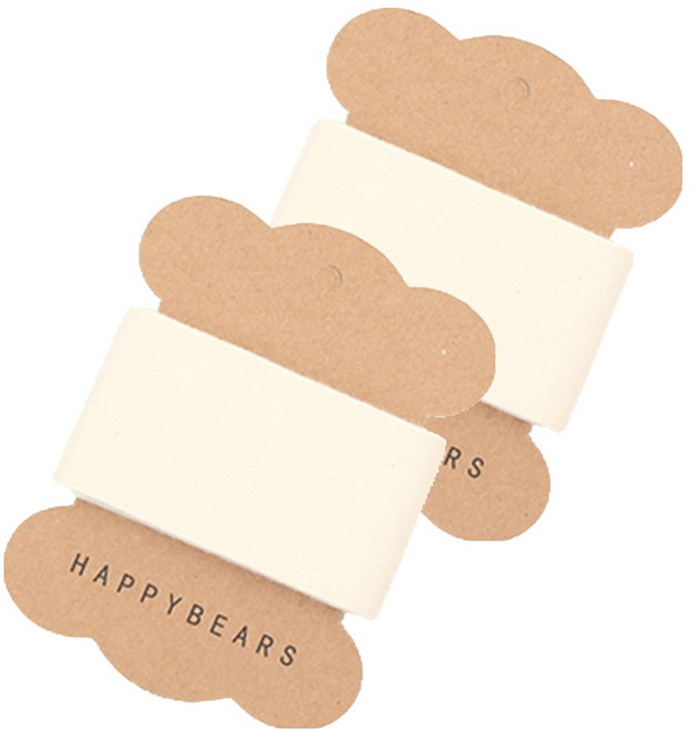 HAPPY BEARS 天然棉質標籤帶 40mm, 2個, 白色