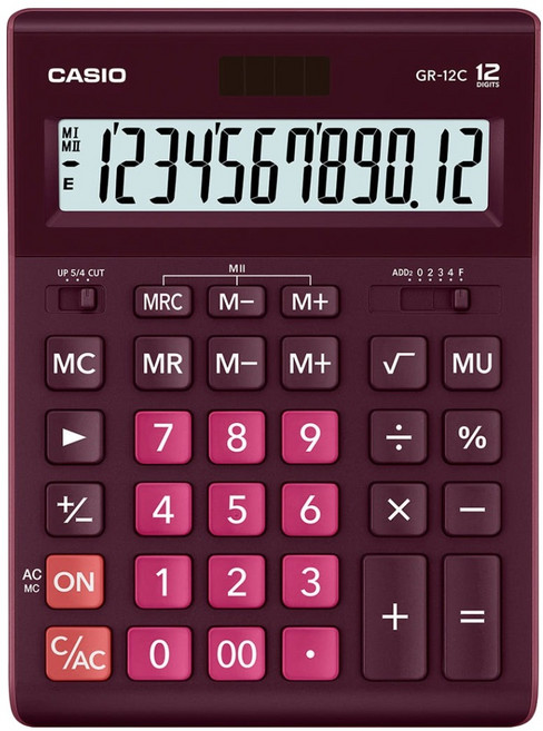 CASIO 卡西歐 一般用計算機 GR-12C, 1個, 酒紅色