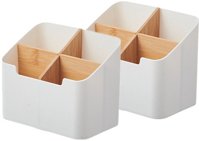 라라공방 다용도 칸막이 우드 오거나이저 수납함 4칸, 2개
