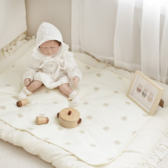 BABY&I 新生兒柔軟防水墊 - 小熊款 中(65*85cm) 1個