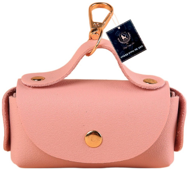 딩동펫 반려동물 프리미엄 휴대용 가죽 풉백 파우치, 핑크, 1개, 1개입