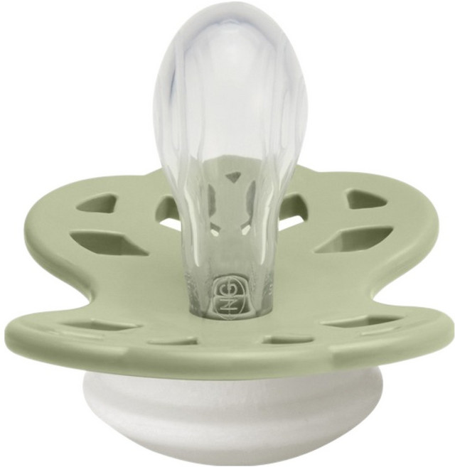 BIBS Infinity 雙扁型矽膠奶嘴, 1個, 夜光灰綠, 0~6個月