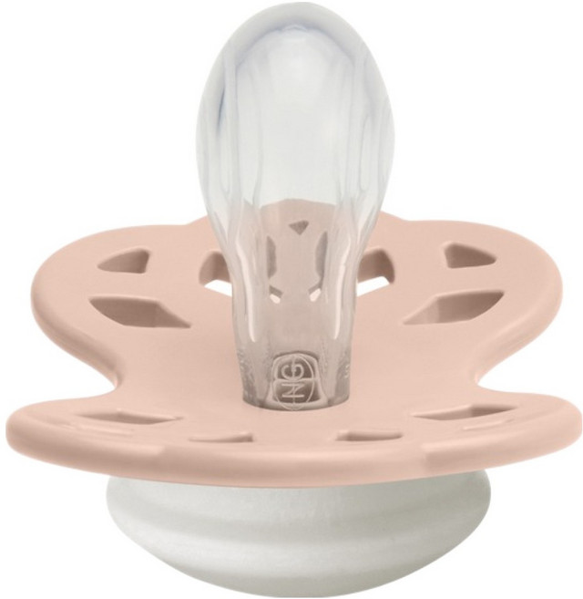 BIBS Infinity 雙扁型矽膠奶嘴, 1個, 夜光腮紅, 0~6個月