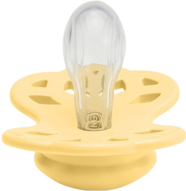 BIBS Infinity 雙扁型矽膠奶嘴, 1個, 奶油黃, 0~6個月