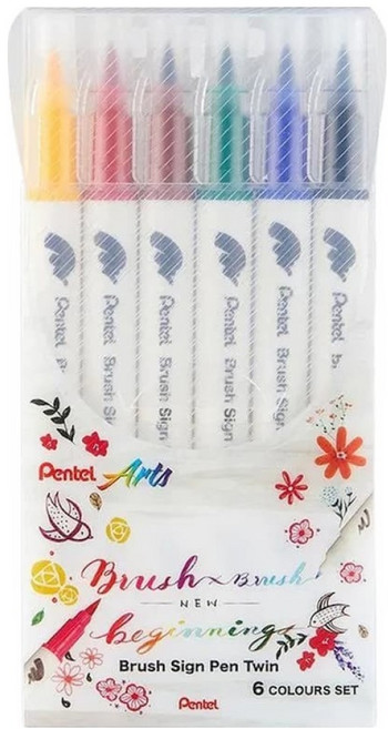 Pentel 飛龍文具 雙頭柔繪筆組 SESW30C-06, 6色, 1個