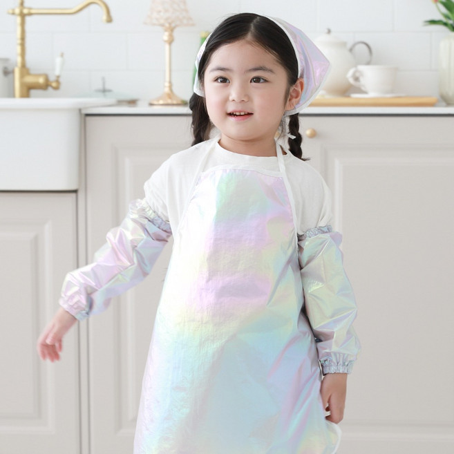 베베슈에뜨 아동용 국내생산 방수 앞치마 + 두건 + 팔토시 세트