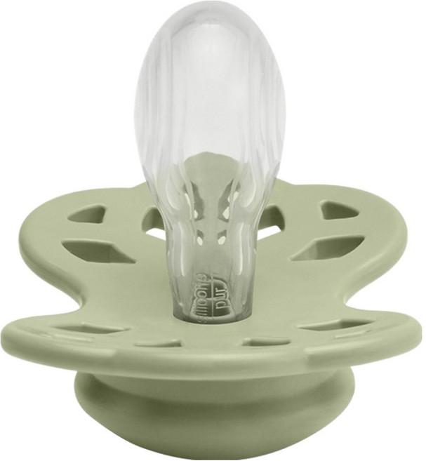 BIBS Infinity 雙扁型矽膠奶嘴, 1個, 6~18個月, 灰綠色