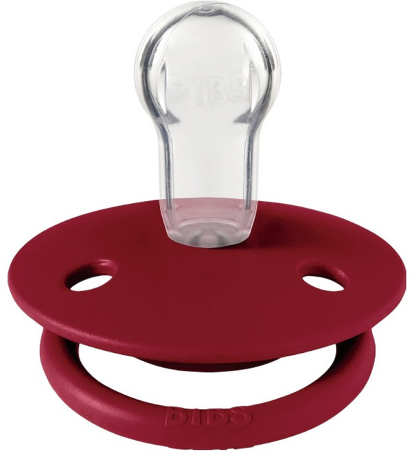 BIBS De Lux 圓形矽膠奶嘴, 0~18個月, 寶紅色, 1個